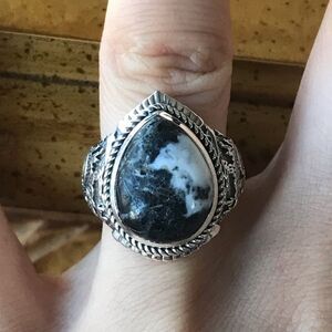 White Buffalo Sterling Silver Southwestern Ring Size 7